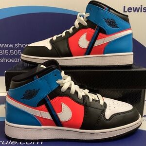 Air Jordan 1 Mid Tri Color Ribbons Kids Size 6.5y